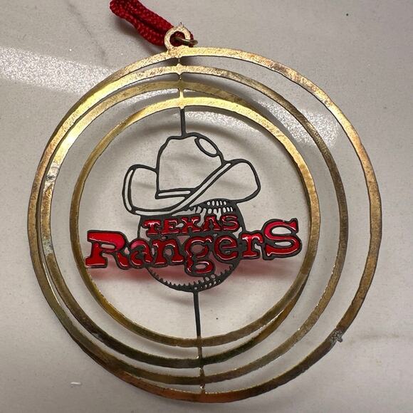 RARE Set 2 Vintage Brass Swivel Ornaments Baltimore Orioles Texas Rangers MLB - Picture 3 of 5